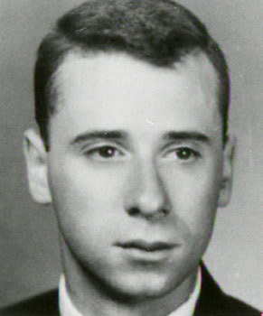 Black and white photo of man in suit