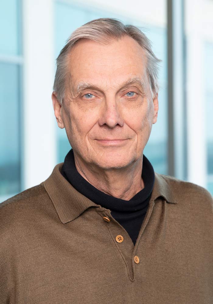 Man in brown shirt with grey hair