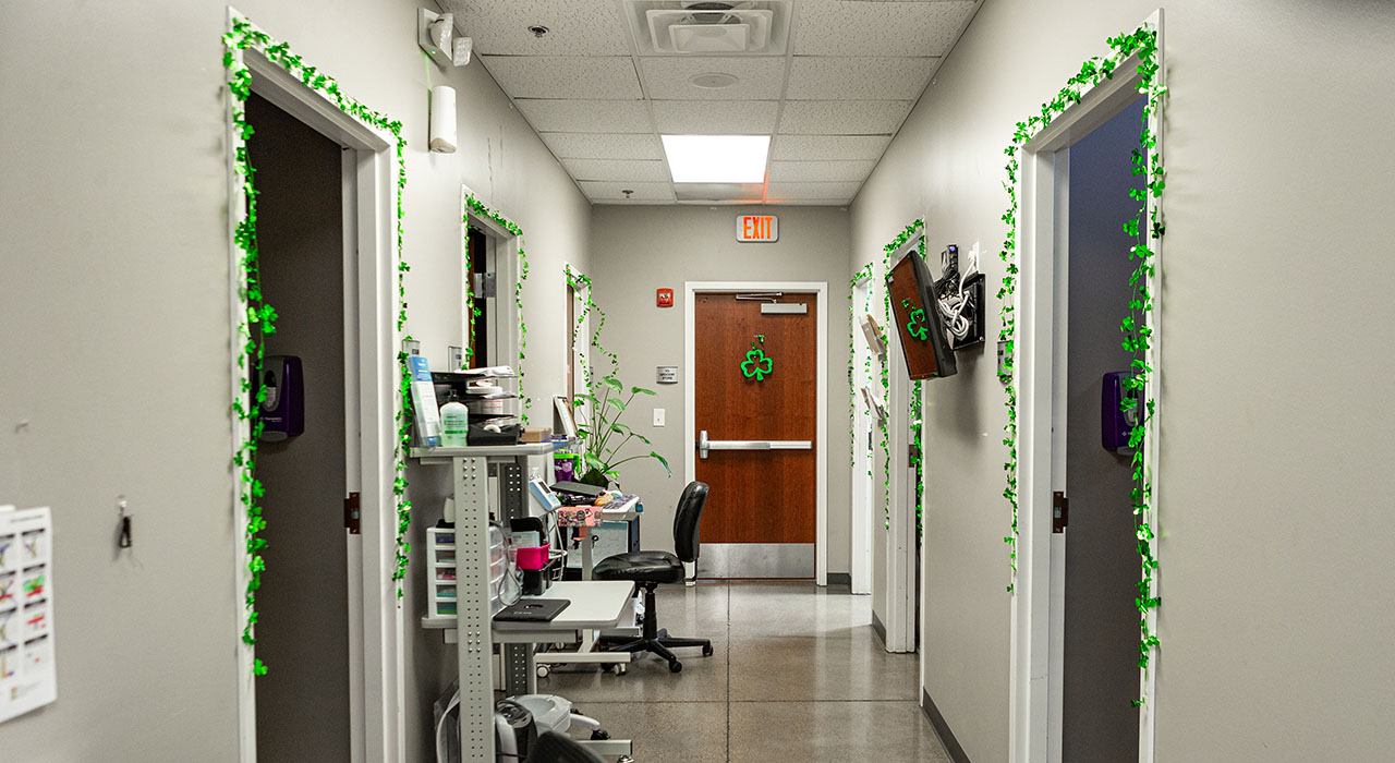 Clinic hallway in Brother Bills helping hand
