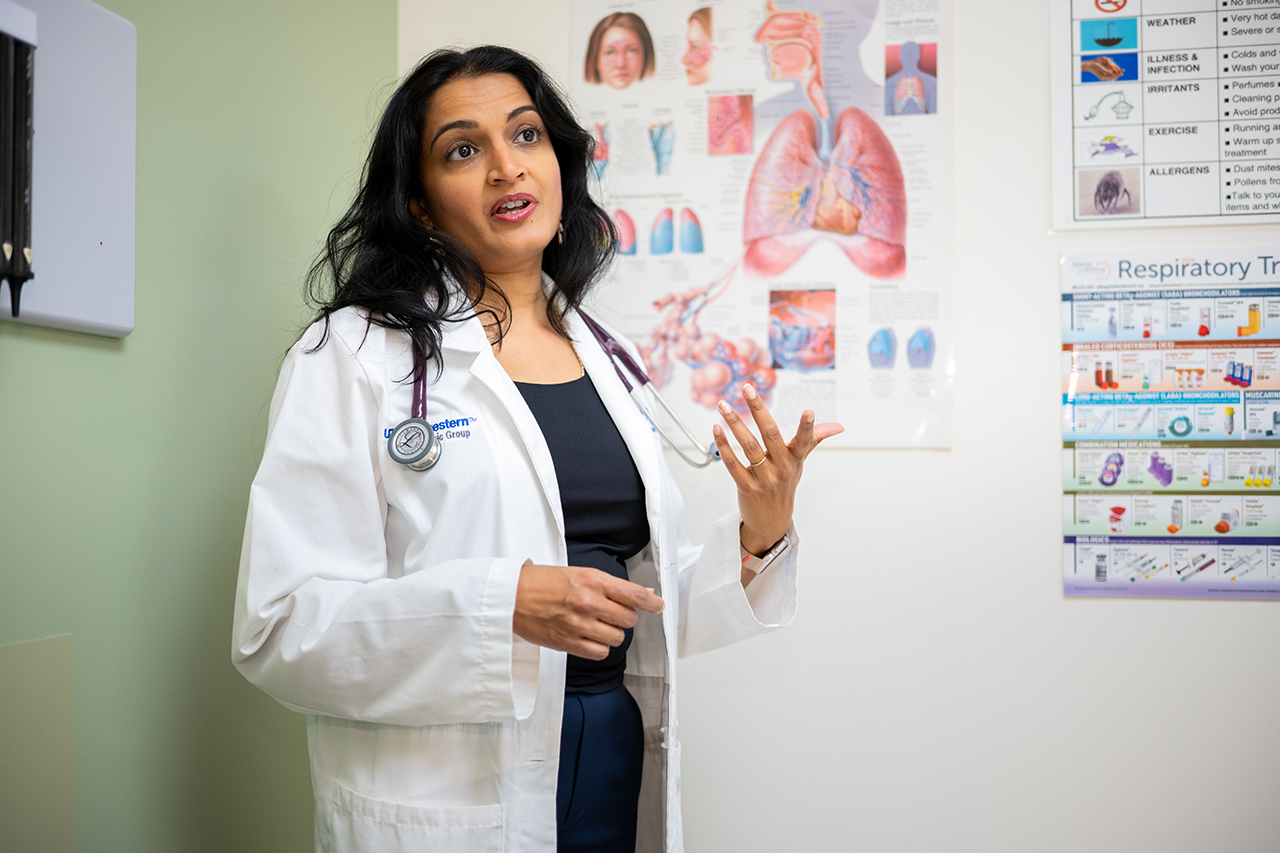 Dr. Devika Rao (MD, Pulmonary Medicine) in the Pulmonology Clinic at the CHST Dallas Specialty Center.