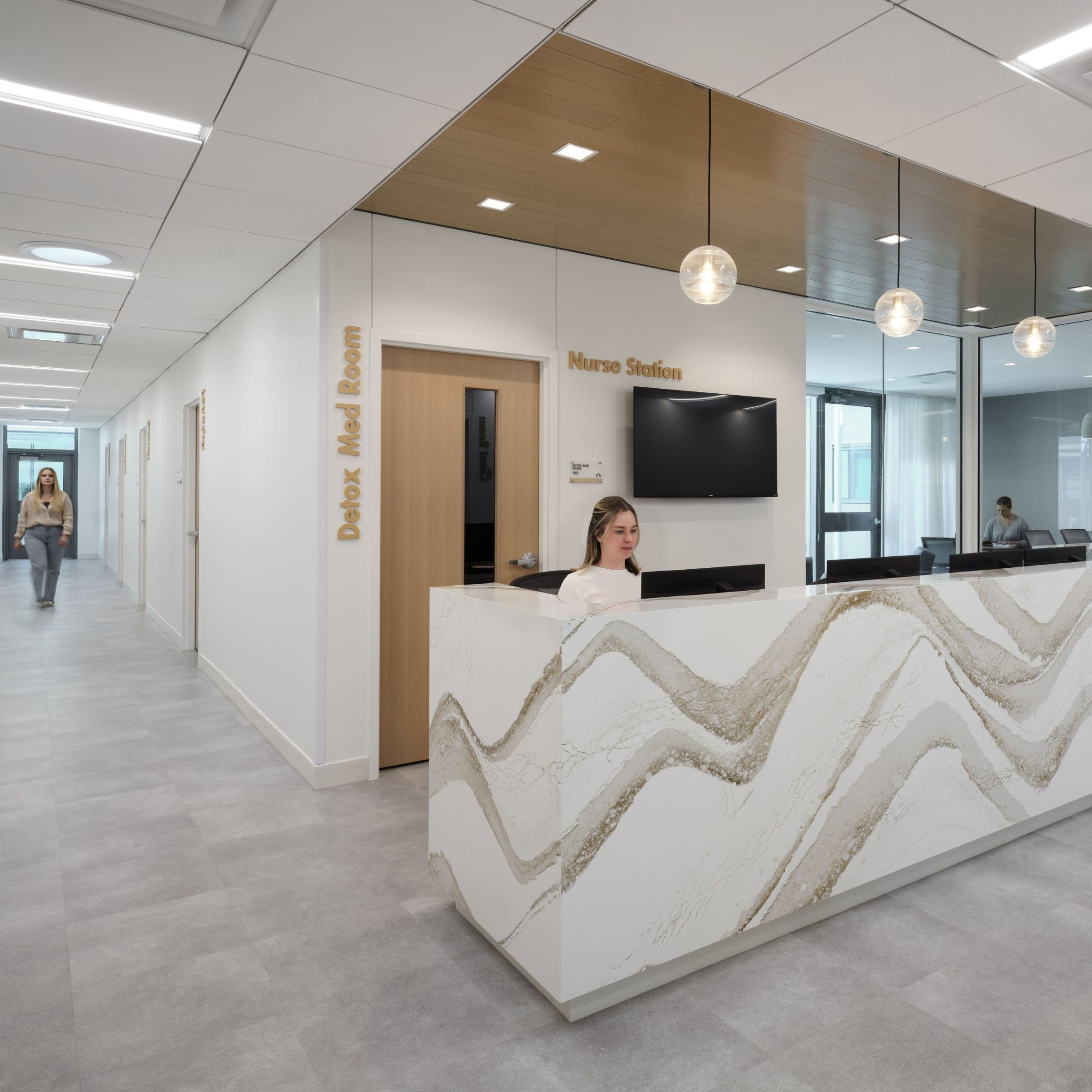 The reception desk at the Nexus Recovery Center