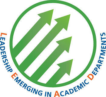 Leadership Emerging Academic Departments logo - green circle around 4 green arrows.