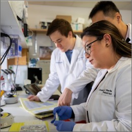 Two researchers enjoying their work