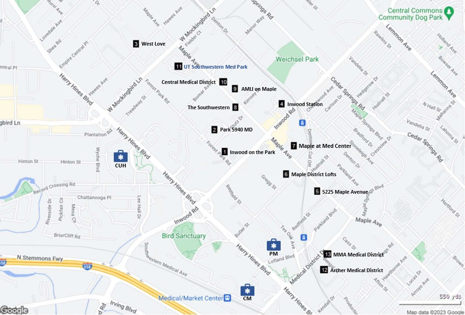 Medical District Housing Options Map