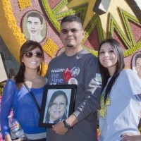 The Espino family in front the 2012 Tournament of Roses Donate Life float. 