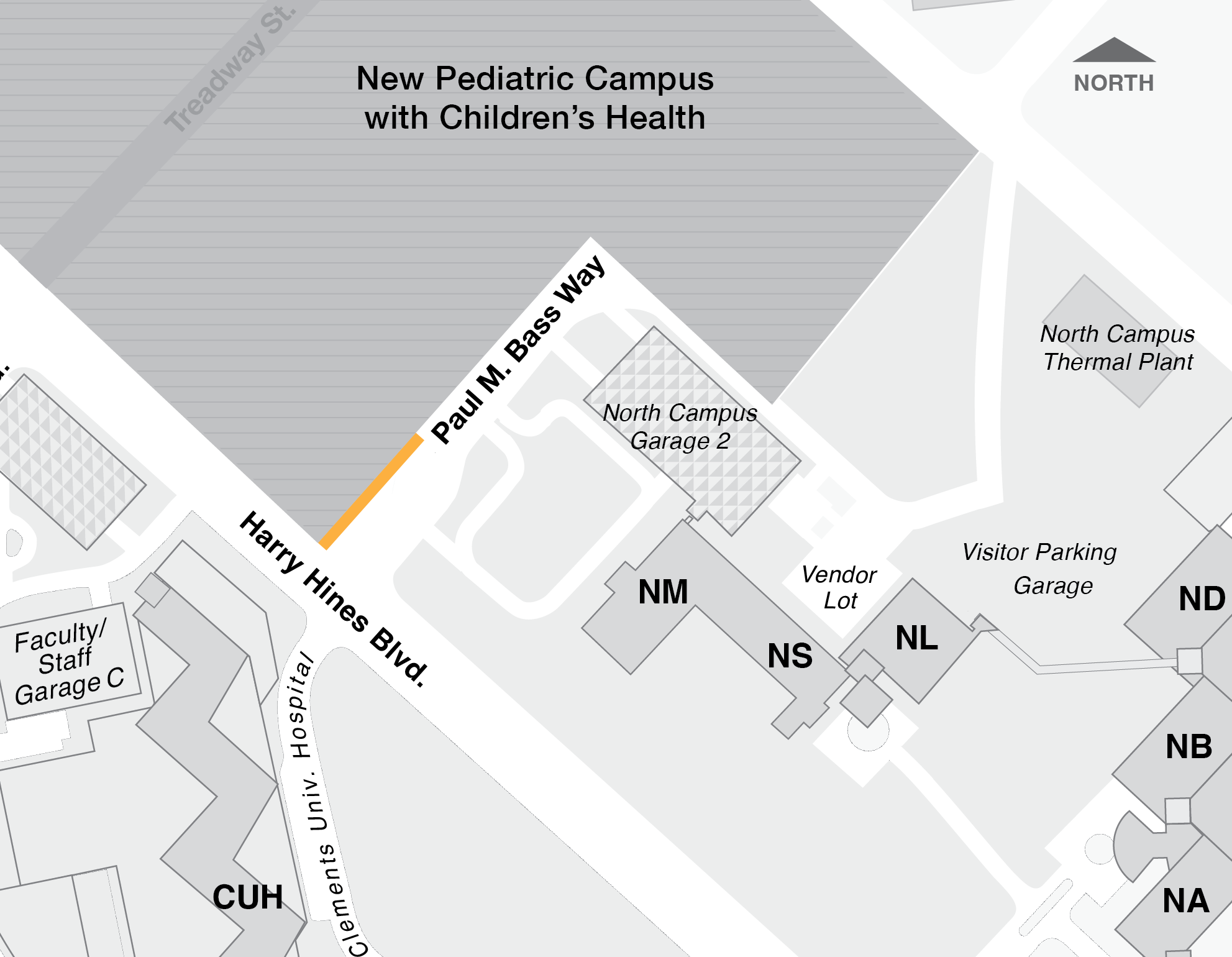 map of paul bass way at harry hines lane closure