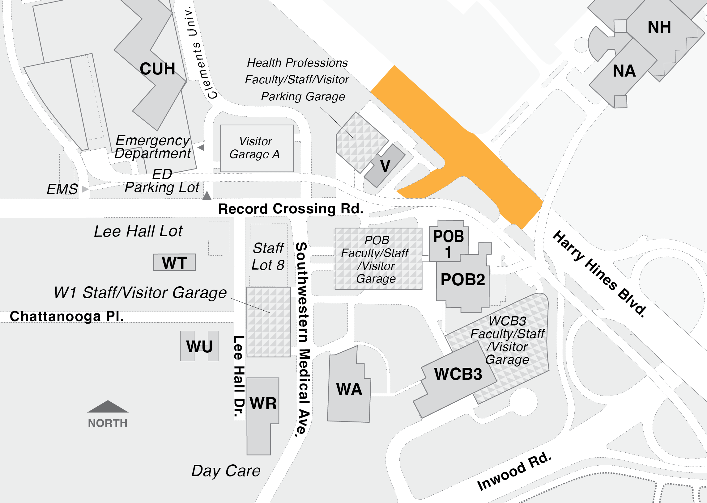 map of harry hines and record crossing closure zone