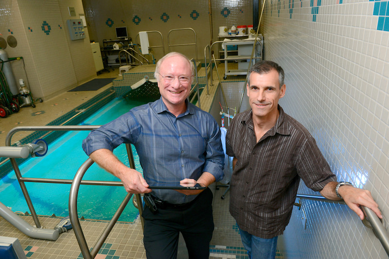 Benjamin Levine, M.D. (left) with long-distance swimmer, Benoit Lecomte. 