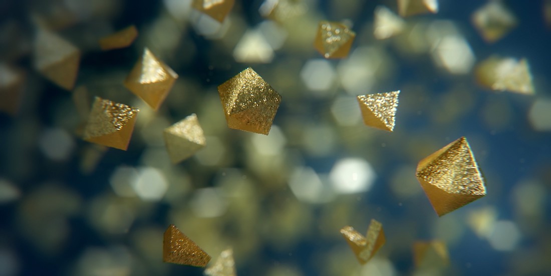 Gold nanocrystals suspended in a water buffer