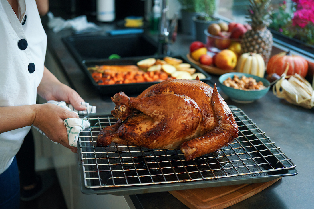 Preparing Turkey for Holiday Dinner