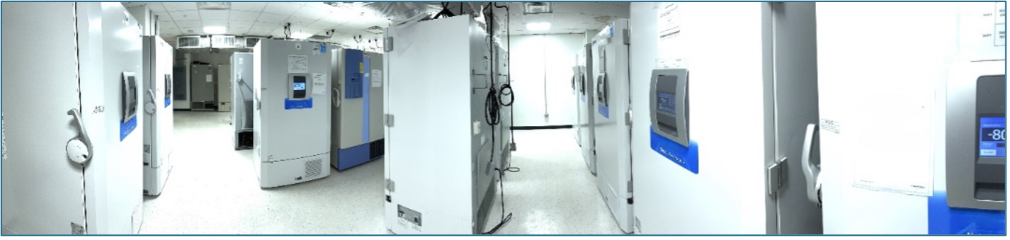 Many large storage chambers in the biorepository.