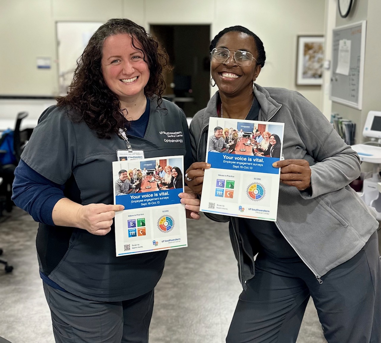 group photo of people promoting fall employee surveys