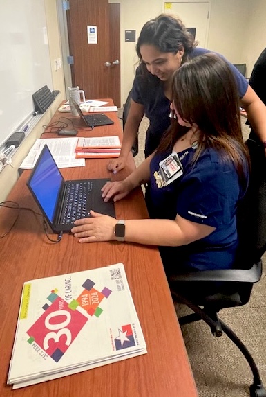 outpatient services in richardson people making donation at laptop computer