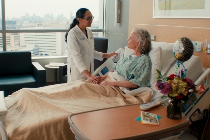 Nurse taking care of elderly patient